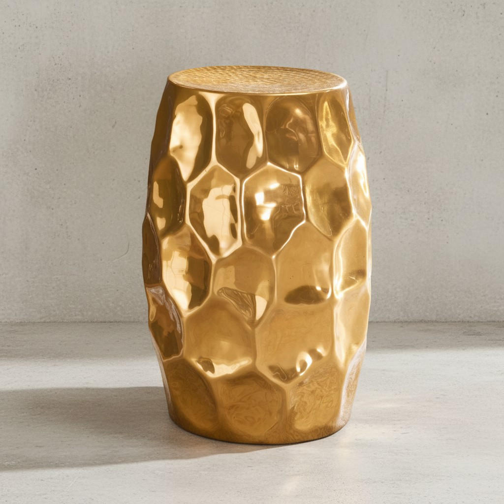 BEISTELLTISCH Aluminium Hammerschlag Pflegeleicht ENNS, Gold 30x30x47 cm - Goldfarben, Metall (30/30/47cm) - KADIMA DESIGN