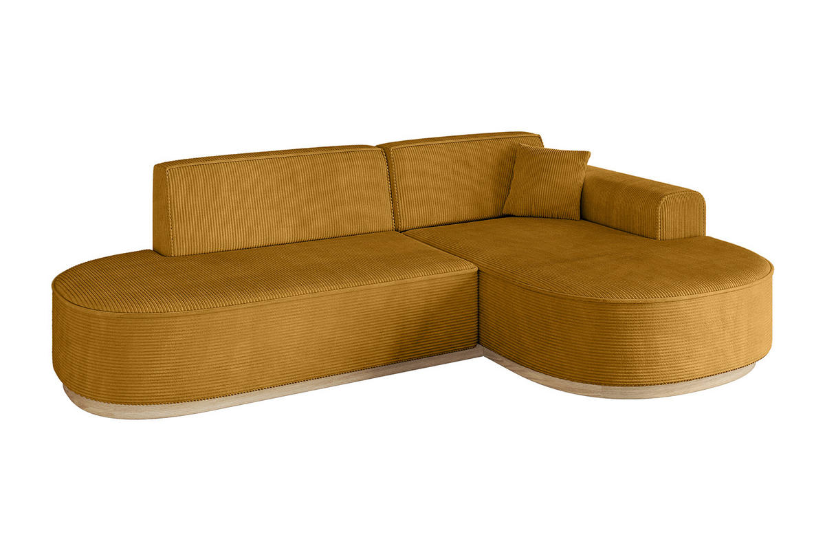 ECKSOFA Ottomane Rechts MARI-L1-v1 - 243x171x83 cm Senfgelb Cord - Gelb, Holzwerkstoff/Textil (171/243cm) - ALTDECOR