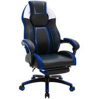 CHEFSESSEL Lederlook schwarz/blau - Blau/Schwarz, Kunststoff/Textil (69/118/70.5cm) - CLP