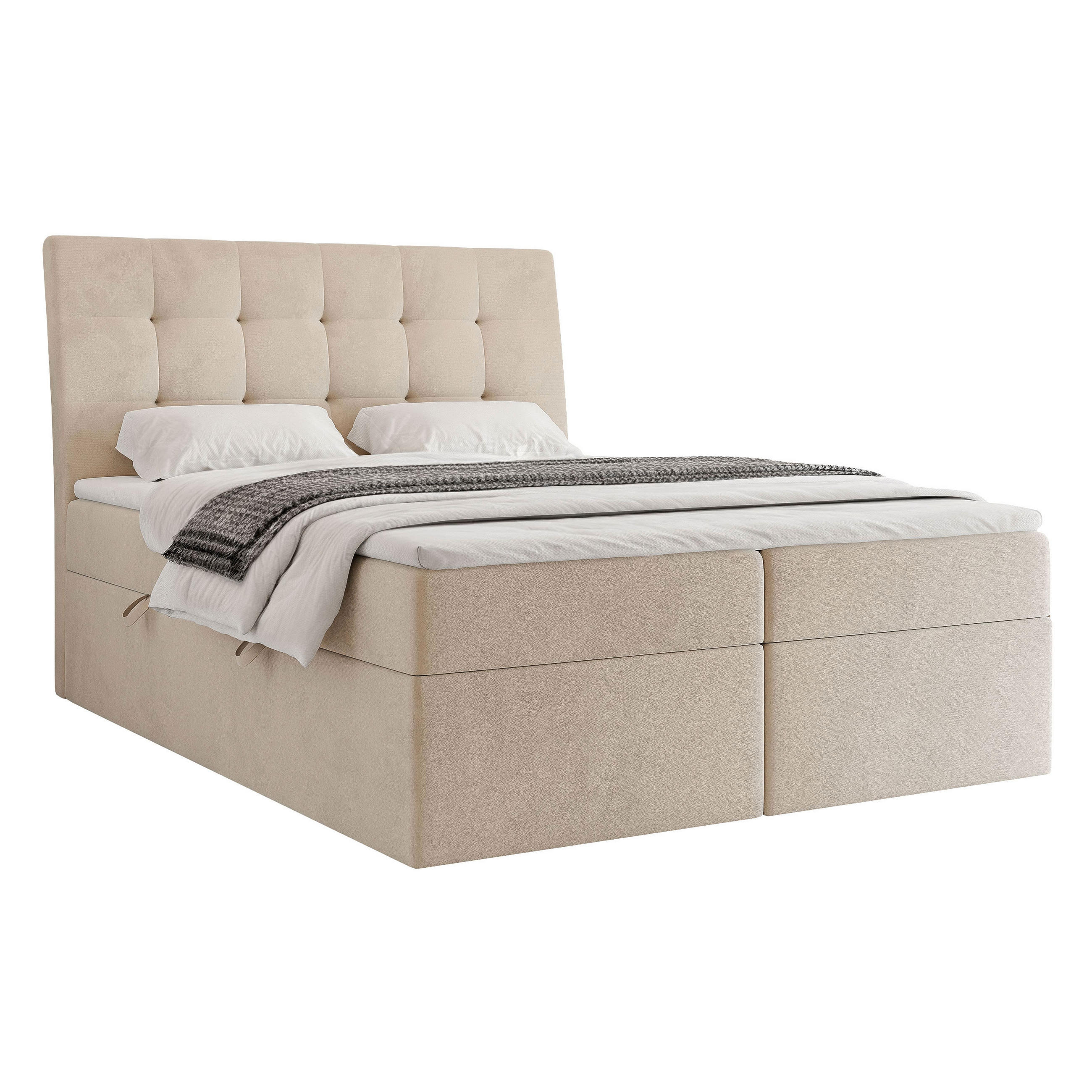BOXBETT 160x200 cm mit Topper - Beige, Textil (160/200cm) - Idohome