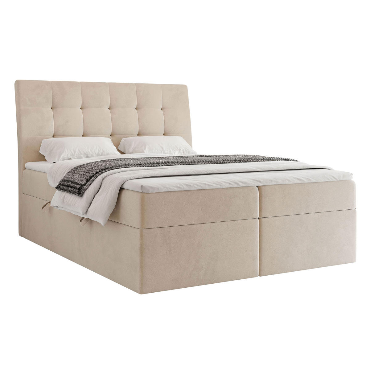 BOXBETT 160x200 cm mit Topper - Beige, Textil (160/200cm) - Idohome