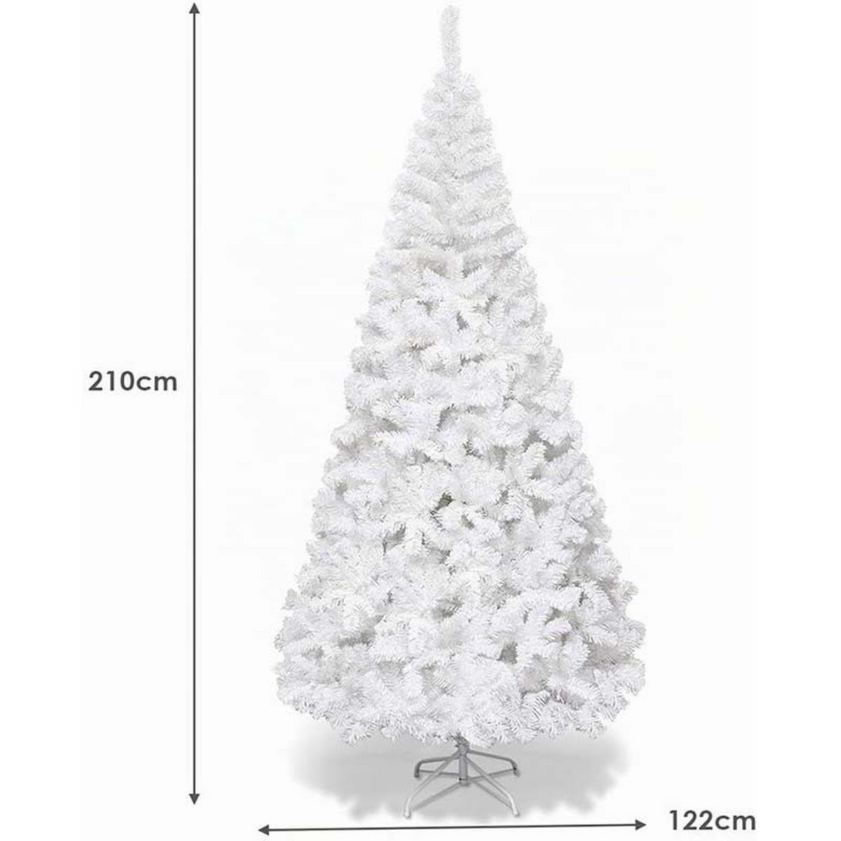 WEIHNACHTSBAUM mit Metallständer 210cm Weiß - Weiß, Metall (210cm) - COSTWAY