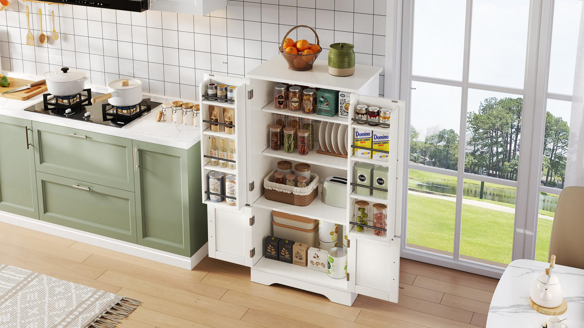HOCHSCHRANK 4-türig mit LED-Sensorlicht, 3D-Wellenmuster aus MDF, 120/60/40 cm, Weiß - Weiß, Holzwerkstoff (60/120/40cm) - Redom