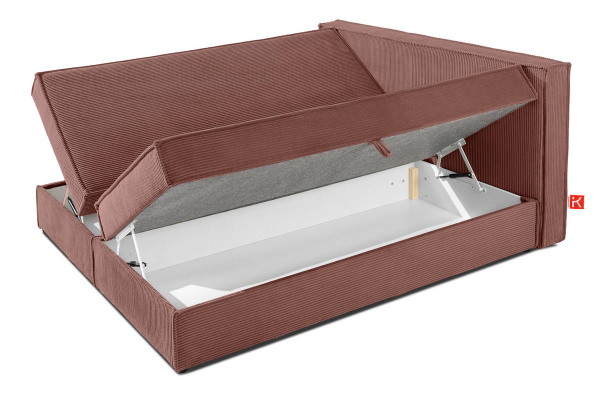 BOXSPRINGBETT ROTI mit Stauraum, rosa - Schwarz/Rosa, Holz/Holzwerkstoff (140/200cm) - KONSIMO®