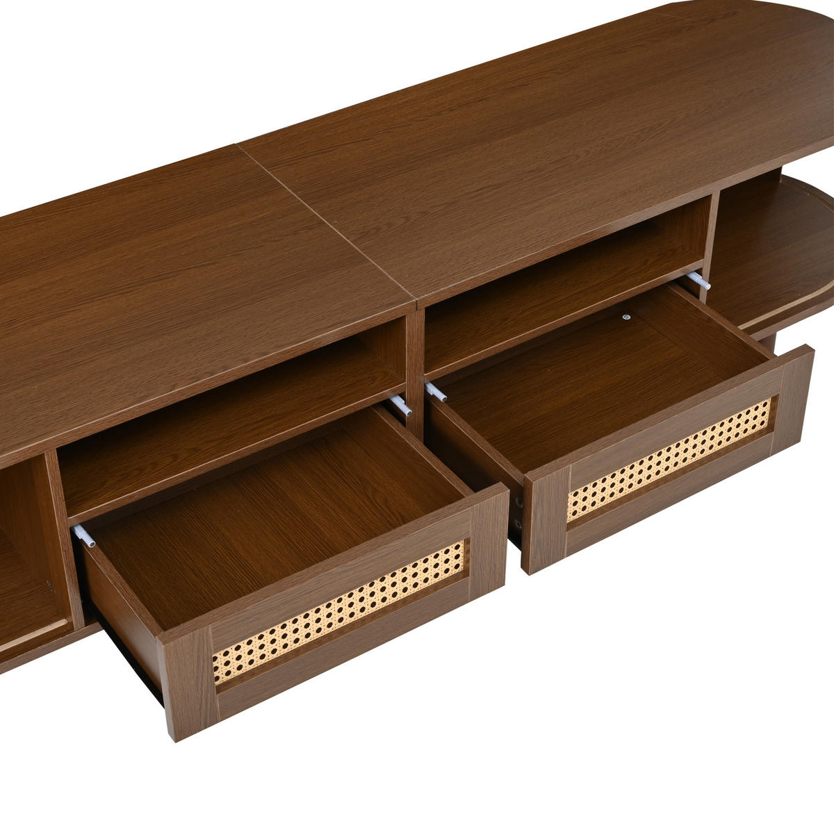 TV-LOWBOARD 190/40/48,5 cm mit LED-Beleuchtung, offenem und geschlossenem Stauraum aus Spanplatte, Schwarz/Eichefarben - Schwarz, Holzwerkstoff (190/48.5/40cm) - Redom