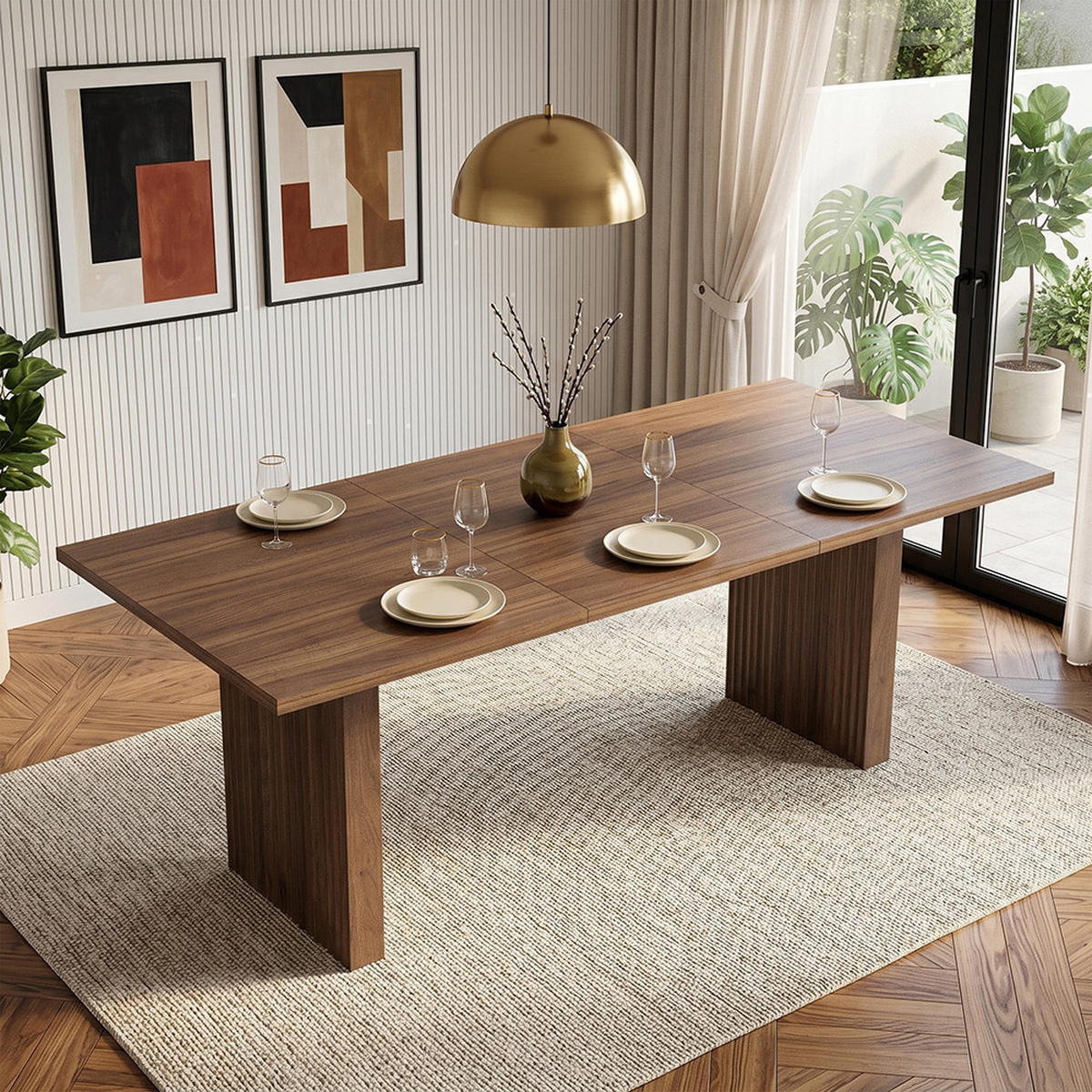 ESSTISCH 140/200 * 90 cm, geeignet für 6–8 Personen, rechteckige Tischplatte, Walnuss - Walnussfarben, Holz (200/90/75cm) - KOMHTOM