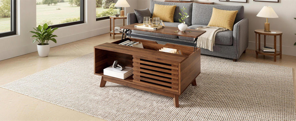 COUCHTISCH höhenverstellbar walnuss - Walnussfarben, Holzwerkstoff (55/90/57.5cm)