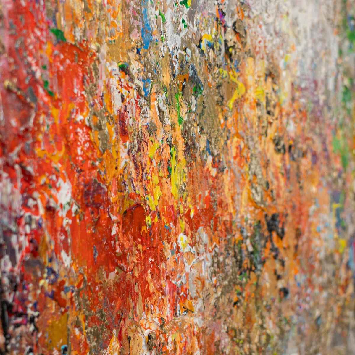 GEMÄLDE Farbige Energie Schattenfugenrahmen Gold 70x50 cm - Goldfarben, Holz (70/50cm) - YS-art gallery