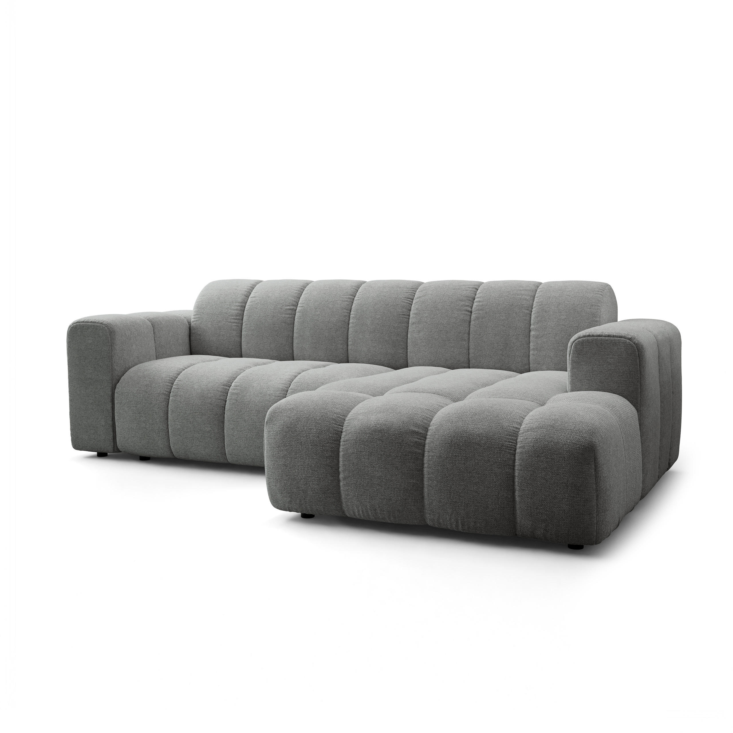 ECKSOFA TISI Grau Strukturstoff - Grau, Holz (274/165cm) - MASSENO