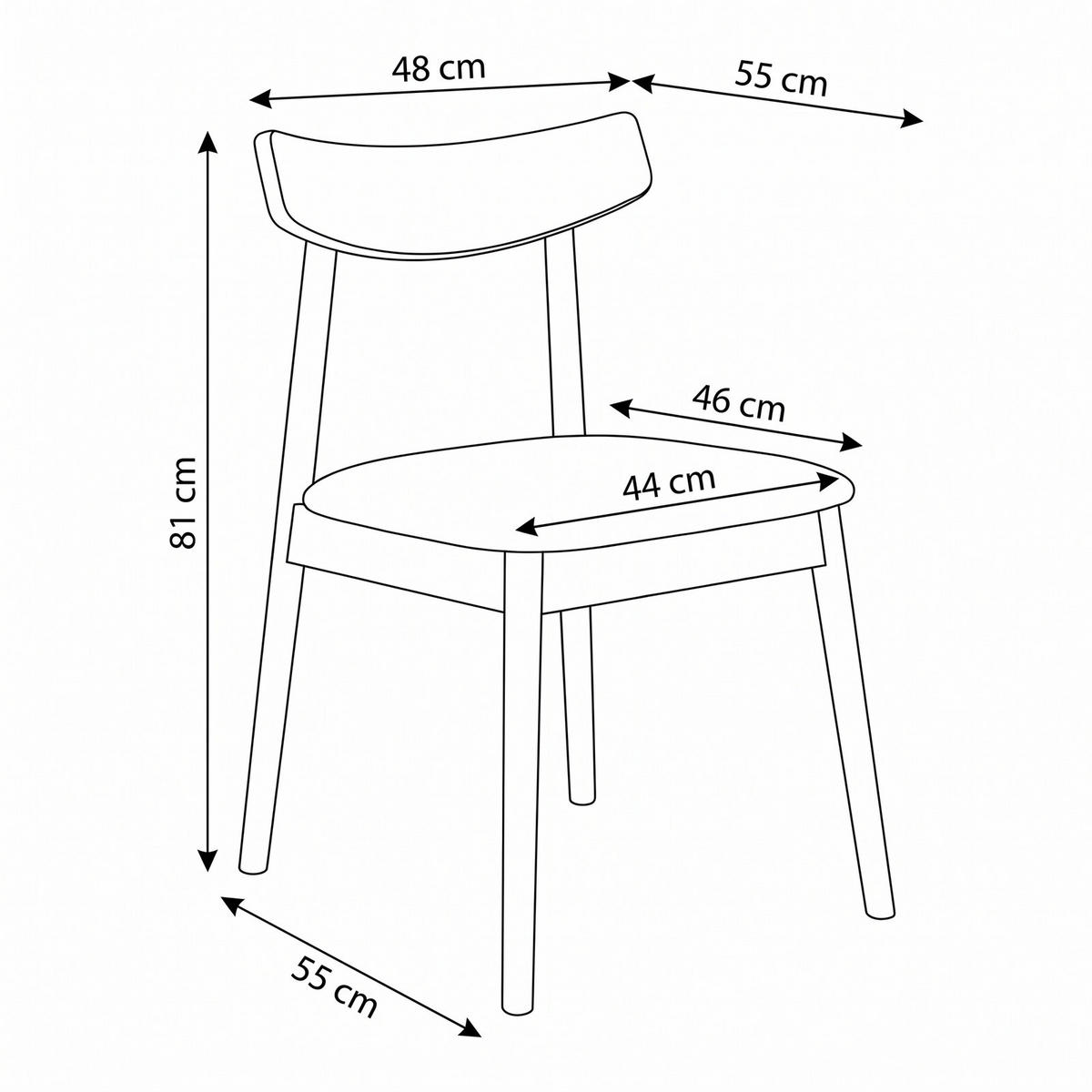 MATSTOL Nemi 2-pack 48 x 55 x 81 cm – ek/svart - Bokfärgad/Svart, Bokträ/Trä (48/81/55cm) - ebuy24