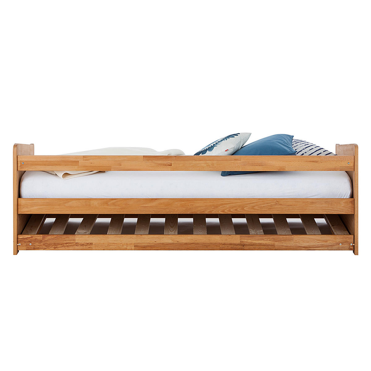 MASSIVHOLZ-FUNKTIONSBETT mit zusätzlicher Liegefläche - Kernbuche massiv - Kernbuche, Holz (90/200cm) - home24