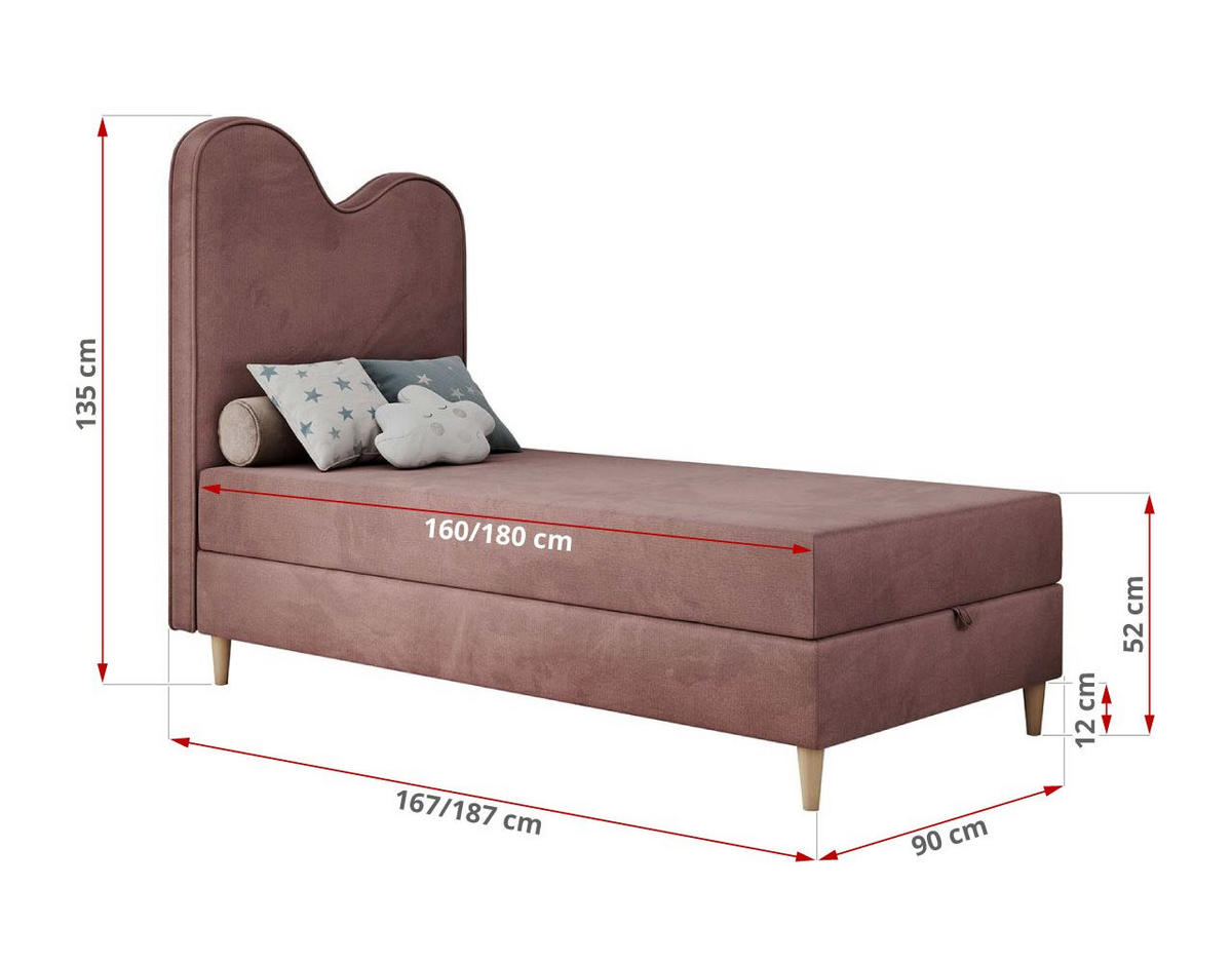 BOXBETT FLOW 90/180 Rosa Velvet hydrophob - H3 - Rosa, Holz/Textil (90/180cm) - MKS