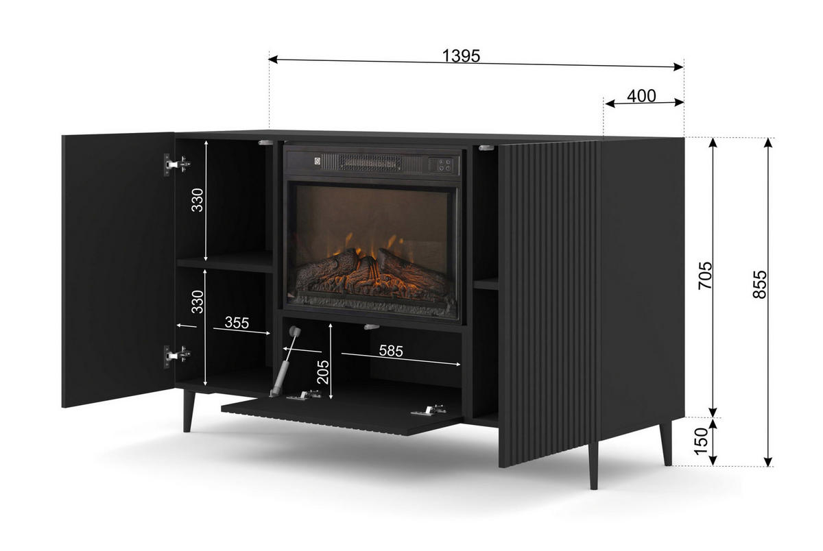 KOMMODE Schwarz 139,5/85,5/40 - Schwarz, Holzwerkstoff (140/85/40cm) - RAUMHIRSCH FURNITURE