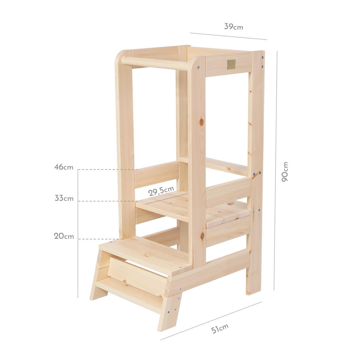 LERNTURM für Kinder, Natur Holz - Naturfarben, Holz (39/90/90cm) - MeowBaby