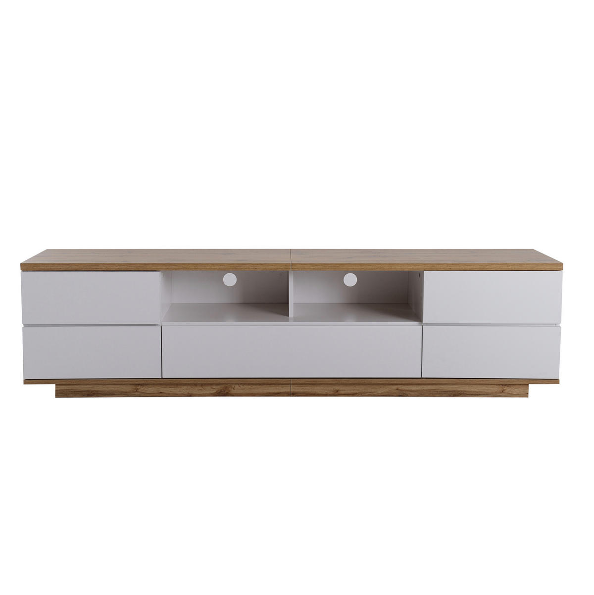 TV-LOWBOARD 180/38/46 cm mit 5 Türen und 2 offenen Fächern - Weiß, Holzwerkstoff (180/46/38cm) - BEAOK
