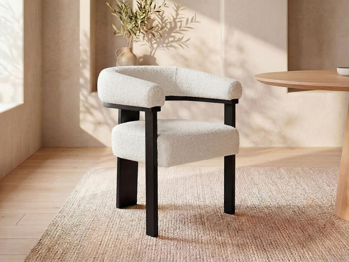 STUHL - 64 cm x 60 cm - Stoff - Schwarz, Weiß - LIVELIA - Schwarz/Weiß, Textil (64/78/60cm) - Vente-Unique