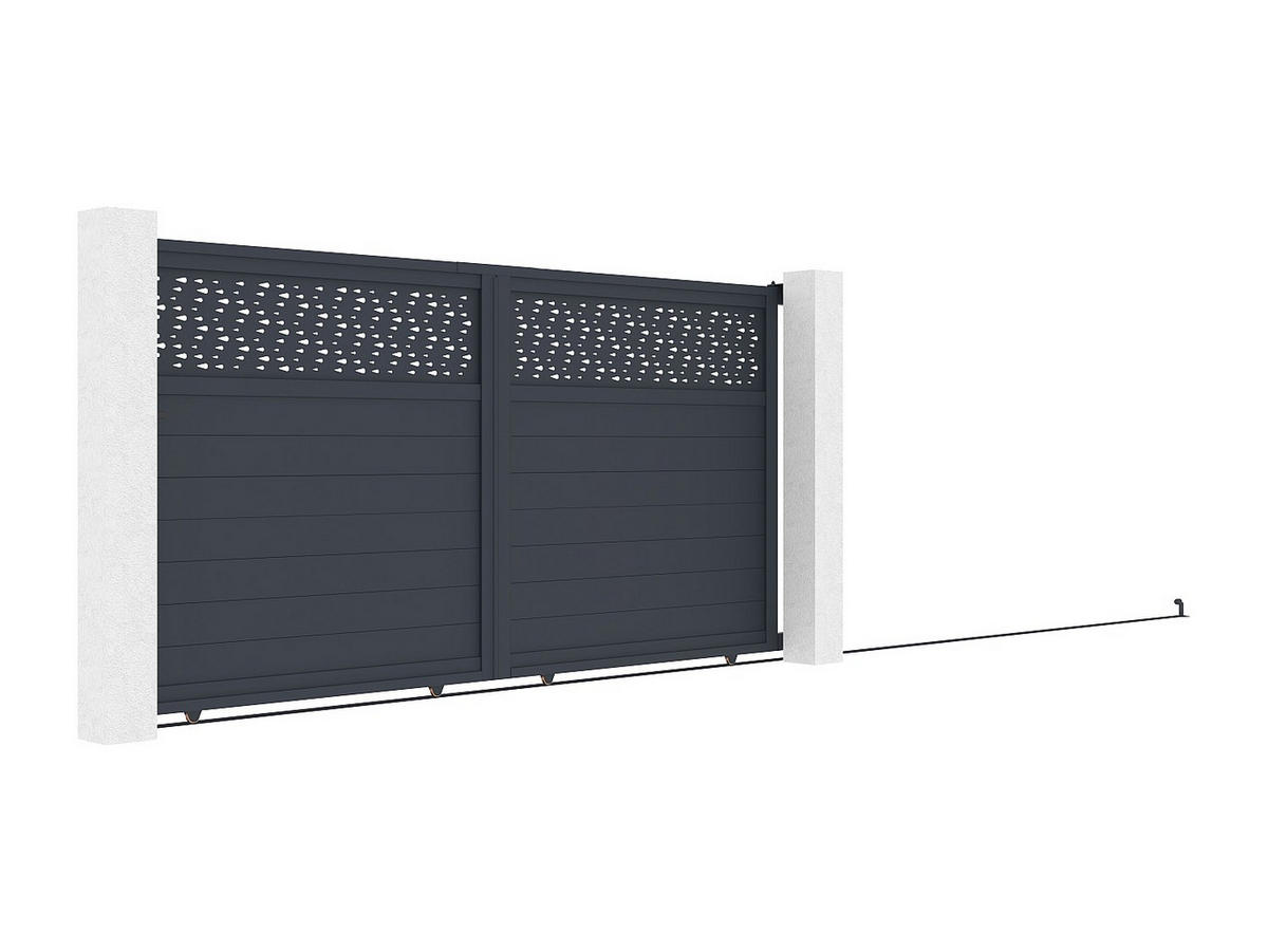 SCHIEBETOR - 348cm x 4.6cm - Aluminium - anthrazitgrau - BAZIO - Anthrazit, Metall (348/178cm) - Vente-Unique
