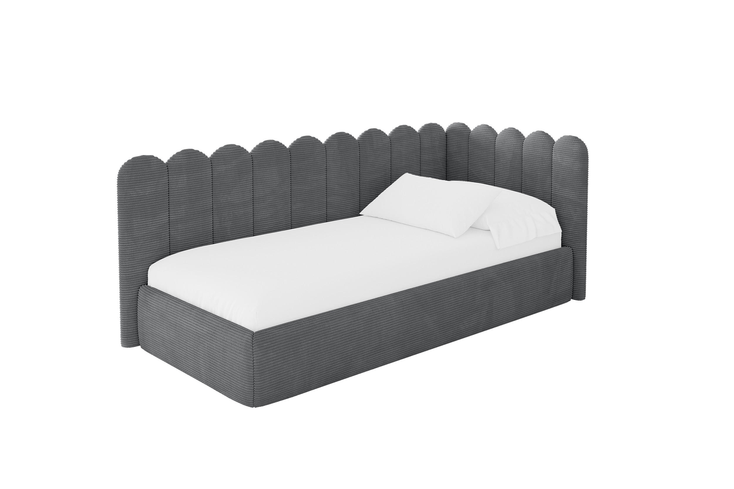 ALTDECOR JEDNOLŮŽKOVÁ POSTEL pro mládež s úložným prostorem a matrací H3/H4, vlevo - ARTY 100x200 tmavě šedá