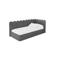 EINZELLBETT Jugendbett mit Bettkasten, Links - ARTY 80x200 Dunkelgrau - Graphitfarben, Holzwerkstoff/Textil (80/200cm) - ALTDECOR