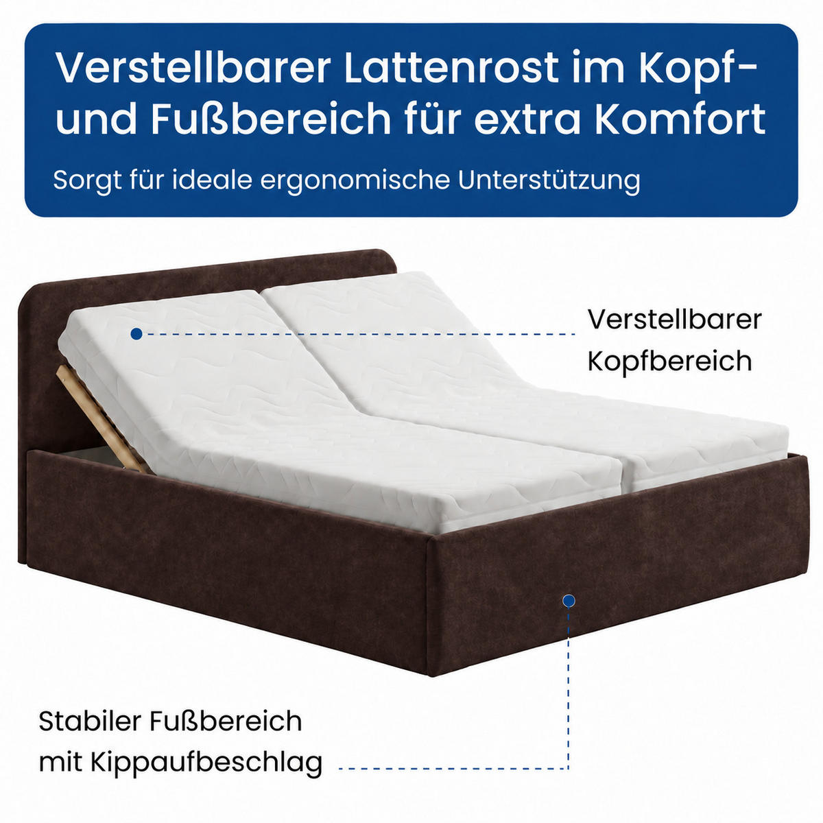 POLSTERBETT 200x200 cm Microvelours in Dunkelbraun - Dunkelbraun, Textil (200/200cm) - Home Collective