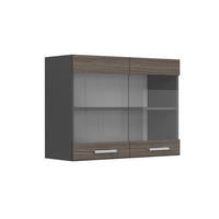 KÜCHENGLASHÄNGESCHRANK R-Line Edelgrau 80 cm - Anthrazit/Braun, Holzwerkstoff (80/60/31cm) - Vicco