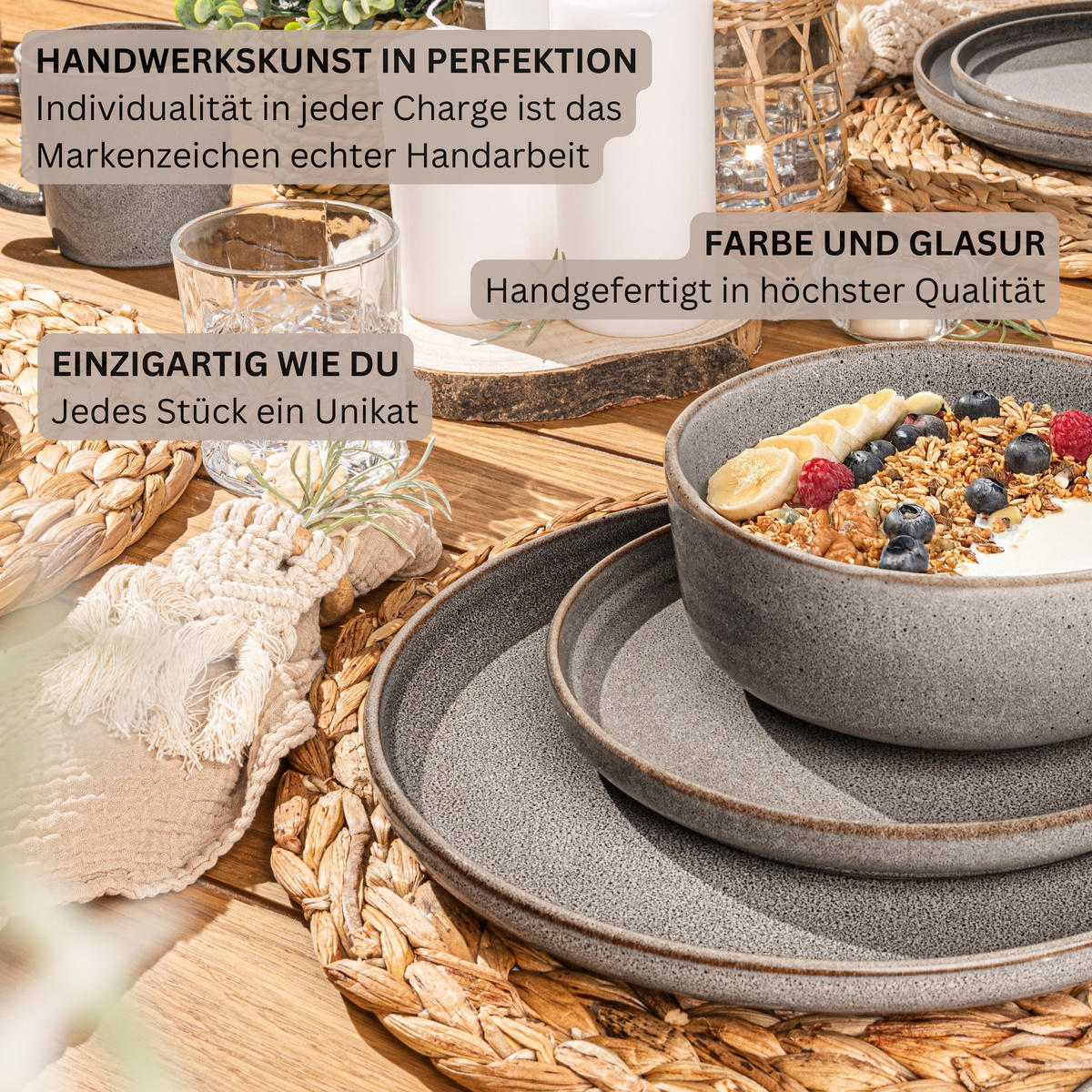 SCHALEN SET KAIRO GRAPHIT - 6 teilig aus Steingut - Braun, Keramik (38.5cm) - Sänger