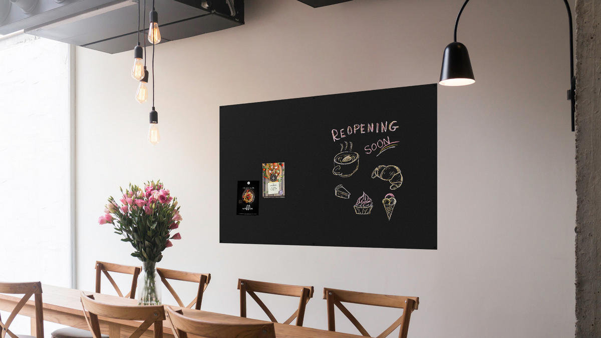 MAGNETPLATTE rahmenloses SLIMboard - Kreideoberfläche - 180x120 cm - Schwarz, Metall (180/120/0.3cm) - ALLboards