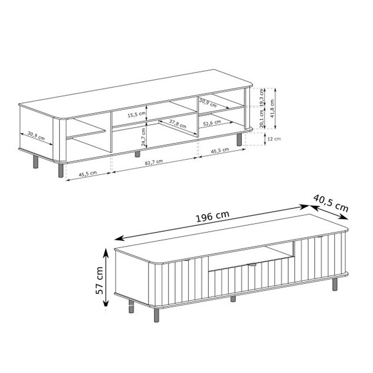 TV-LOWBOARD VITA stehend, 196 cm Alpinweiß - Weiß, Holzwerkstoff/Metall (196/57/40.5cm) - Idohome