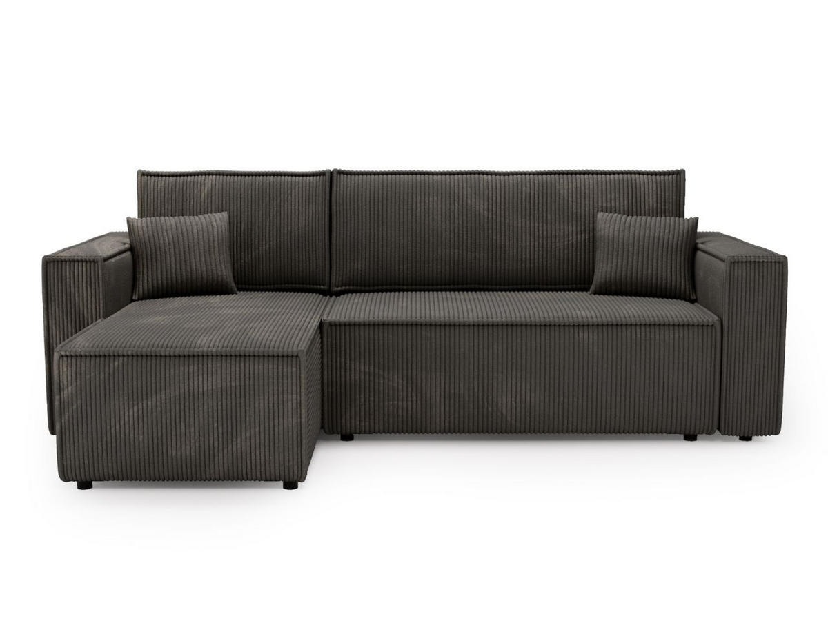 ECKSOFA Prato L Dunkelgrau - Dunkelgrau/Schwarz, Holz/Textil (253/145cm) - Graingold