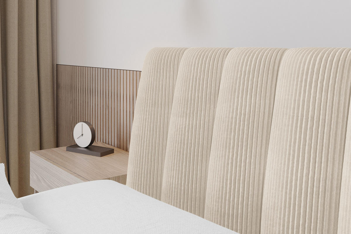 POLSTERBETT mit Bettkasten und Lattenrost, Boxbett ohne Matratze - ILAN 180x200 Beige - Kaschmir, Holzwerkstoff/Textil (180/200cm) - ALTDECOR