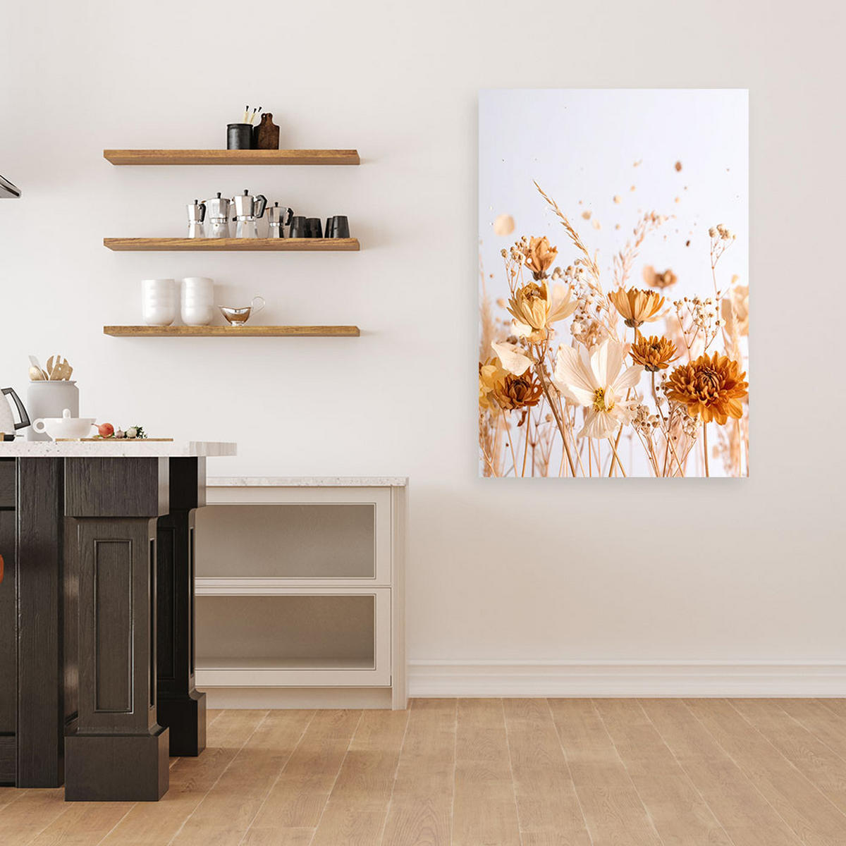 LEINWANDBILD Feldblumen in Beige Natur 80x120cm - Beige, Textil (80/120cm) - Feeby