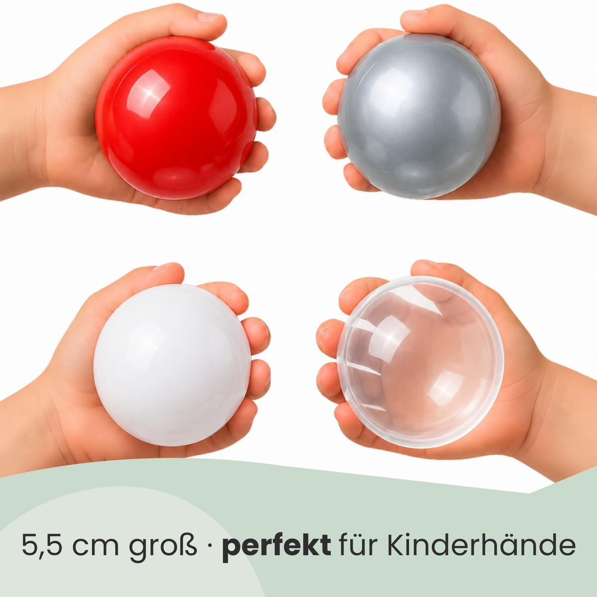 BÄLLEBAD-BÄLLE 200 Stück, Rot/Grau/Weiß/Transparent, 5.5 cm - Rot, Kunststoff (5.5/5.5/5.5cm) - Littletom