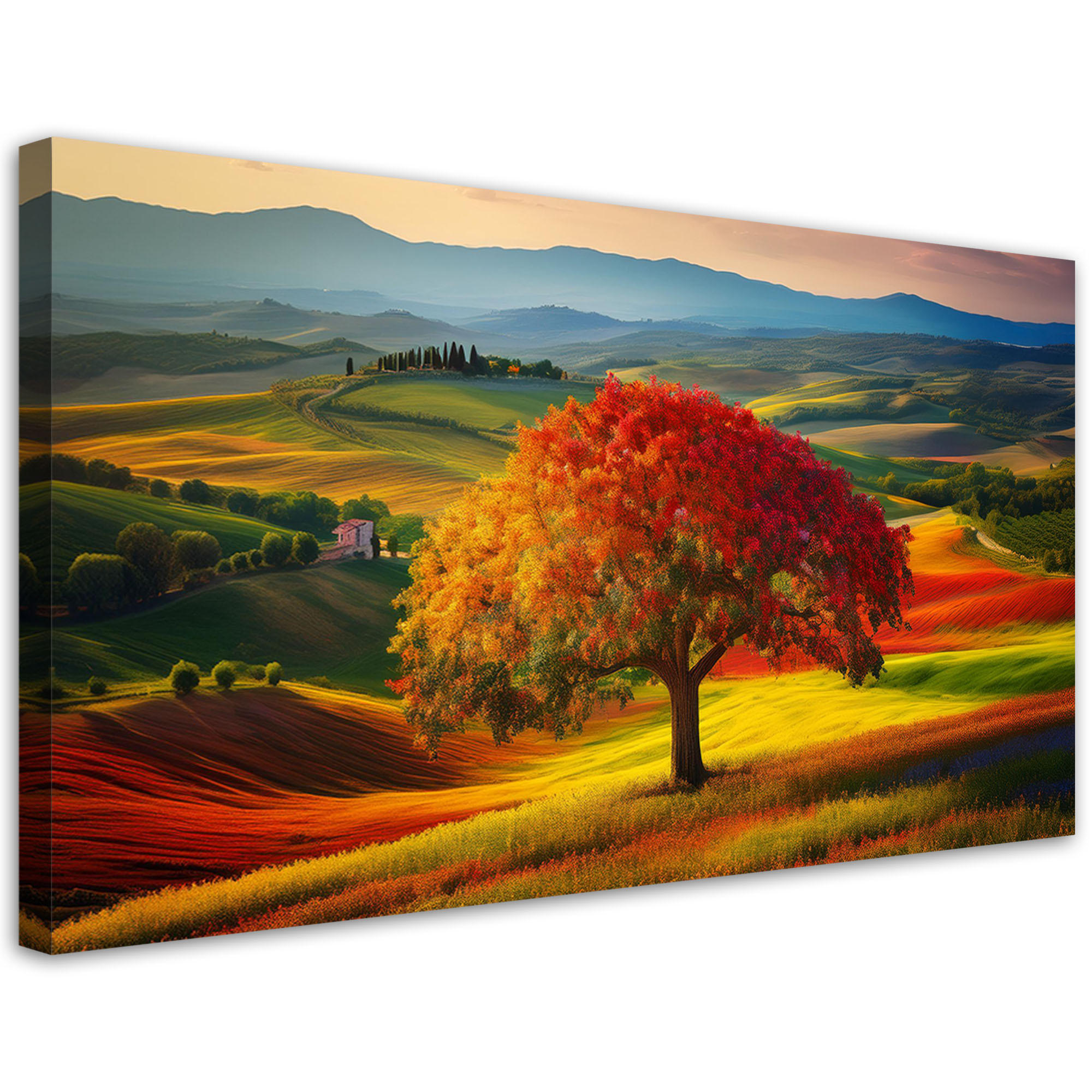 WANDBILD toskana landschaft baum natur - Multicolor, Textil (80/40cm) - Feeby