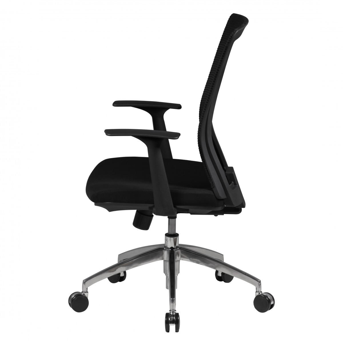 BÜROSTUHL Schwarz Netz drehbar mit verstellbarer Rückenlehne und Aluminiumfußkreuz bis 120 kg - Silberfarben/Schwarz, Textil (70/107/63cm) - KADIMA DESIGN
