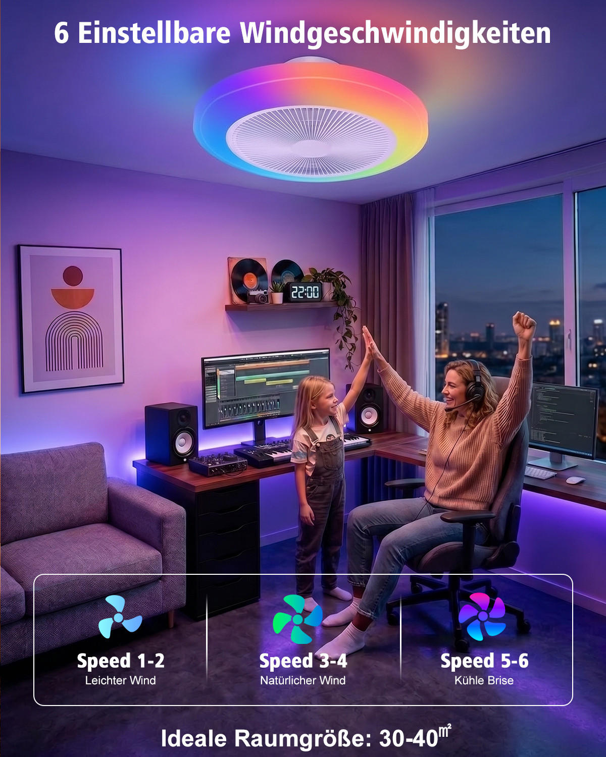 DECKENVENTILATOR FA1011 mit LED Leuchte CCT RGB - Weiß, Kunststoff (54/23/54.5cm) - LOVHAUS