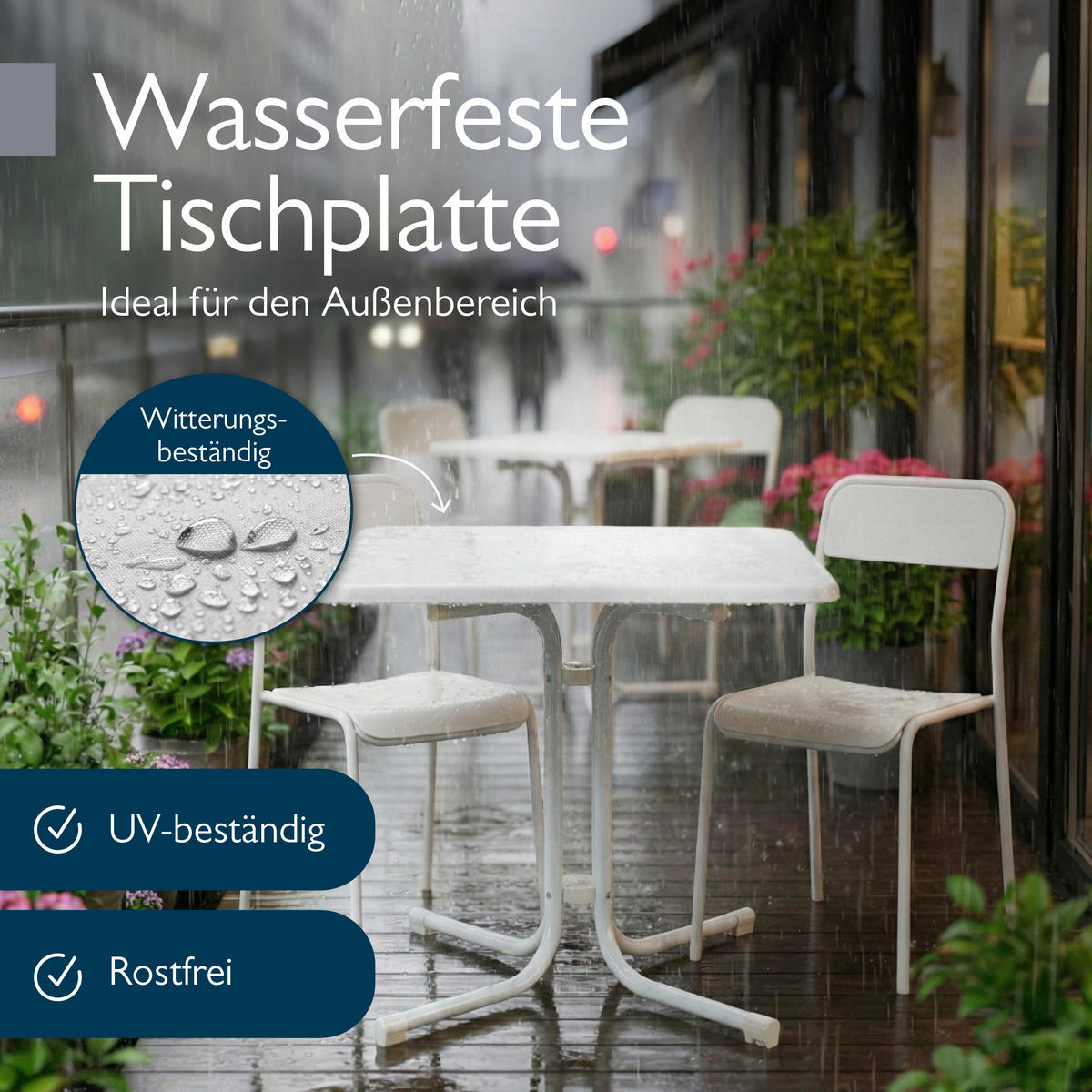 BISTROTISCH Bistroni WP 80x80cmxH70cm Weiß - Weiß, Holzwerkstoff/Metall (80/80/70cm) - Beautissu 