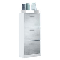 SCHUHSCHRANK Lavia Front in Beton Oxid Optik - Hellgrau, Holzwerkstoff (46/128/23cm) - Vladon
