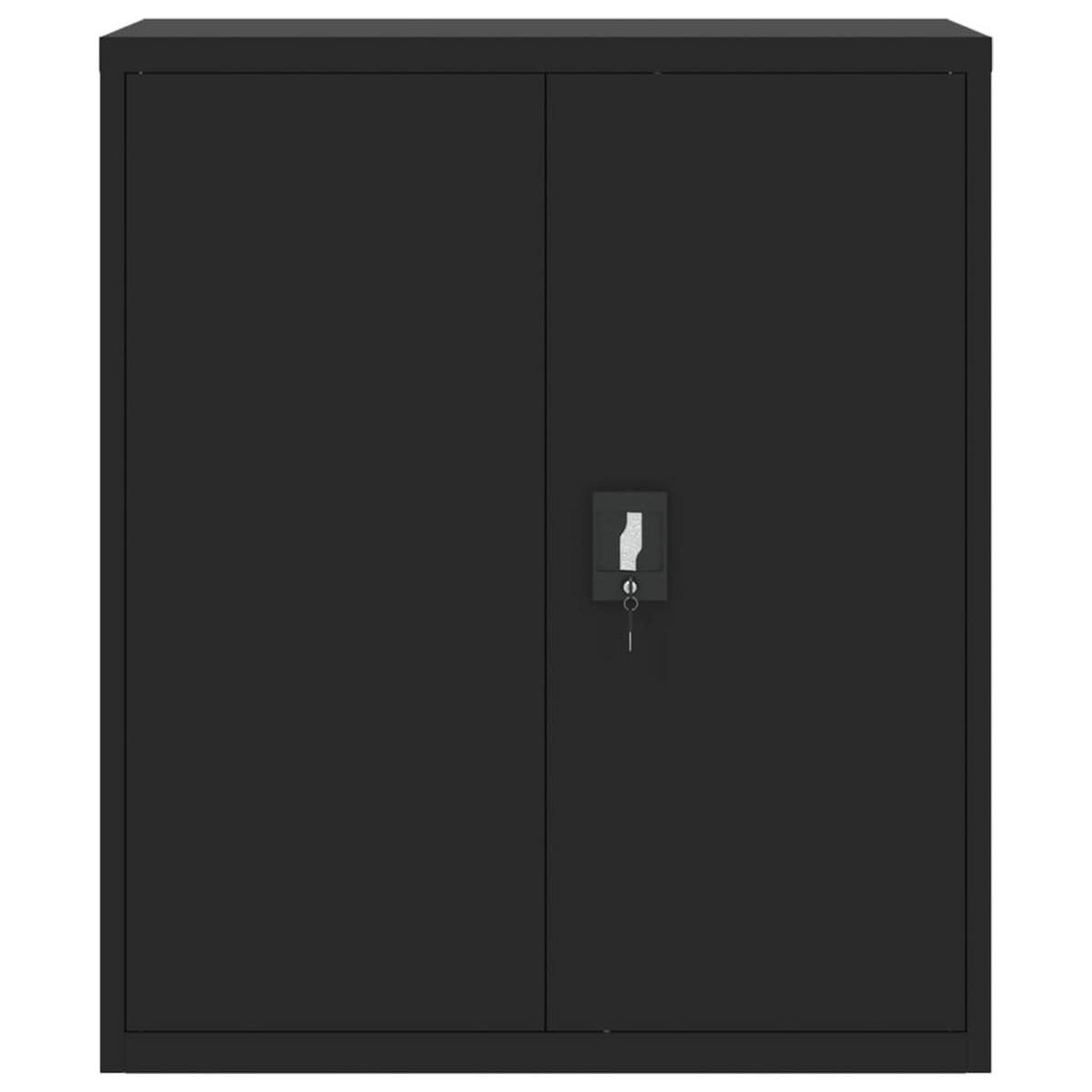 AKTENSCHRANK mit 3 Fächer und abschließbare Türen, 90/40/105 cm, aus Stahl, in Schwarz - Schwarz, Metall (90/105/40cm) - vidaXL
