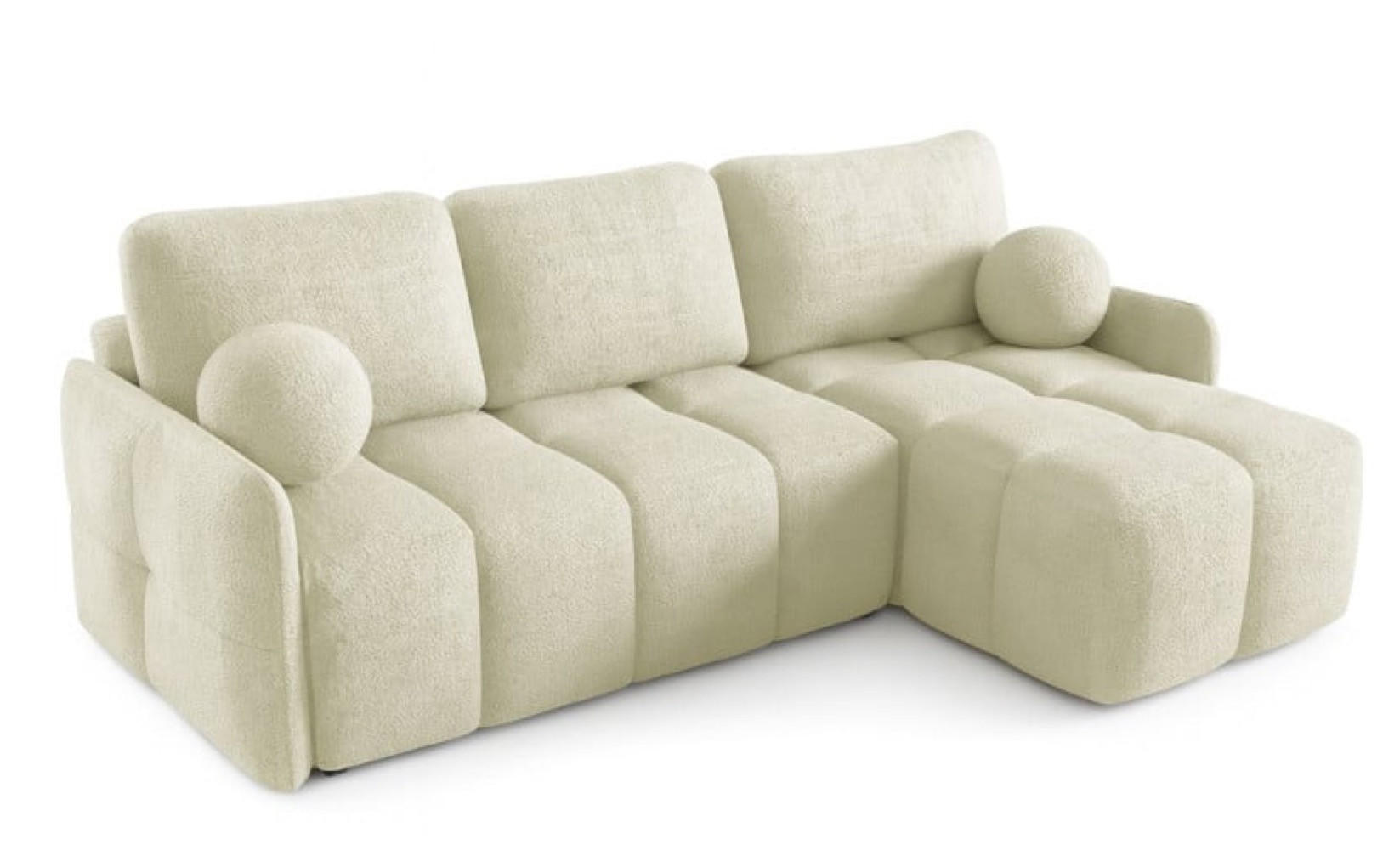 ECKSOFA Beige MONO Mit Schlaffunktion Und Dekokissen Rechts - Beige, Textil (220/145cm) - Sepro Meble