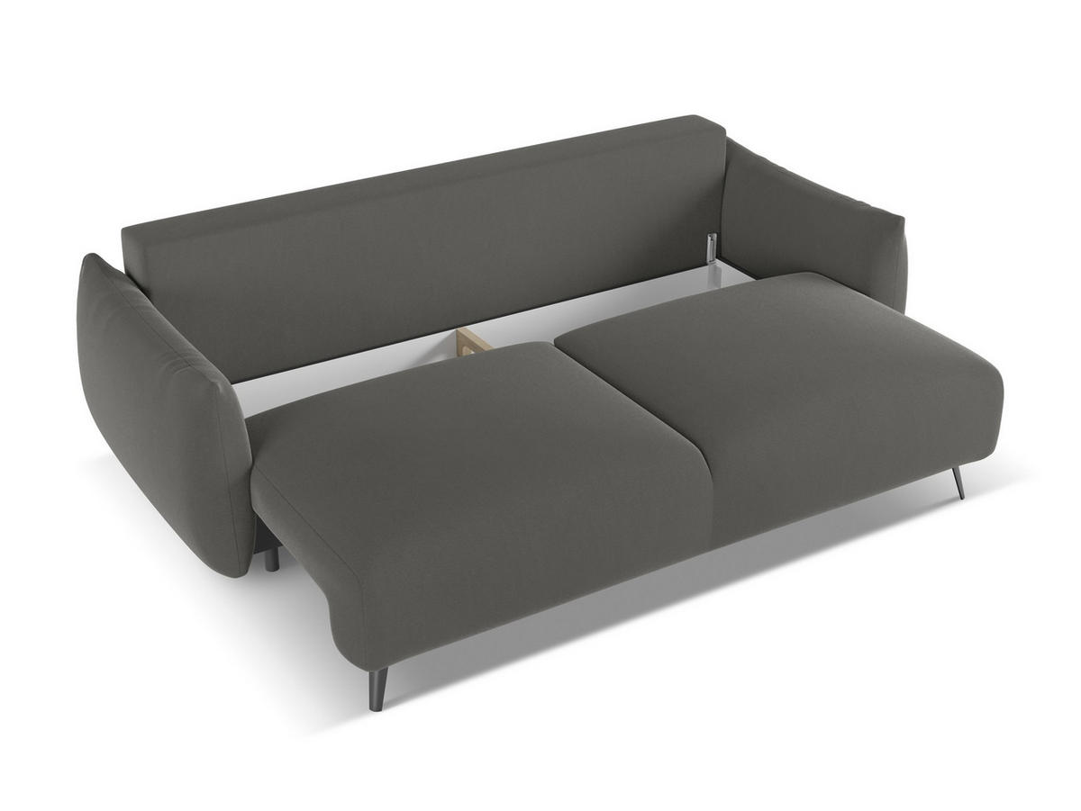 3-SITZER SOFA mit Schlaffunktion Samt Stoff Grau - Dunkelgrau/Schwarz, Textil/Metall (230/86/105cm) - Makamii