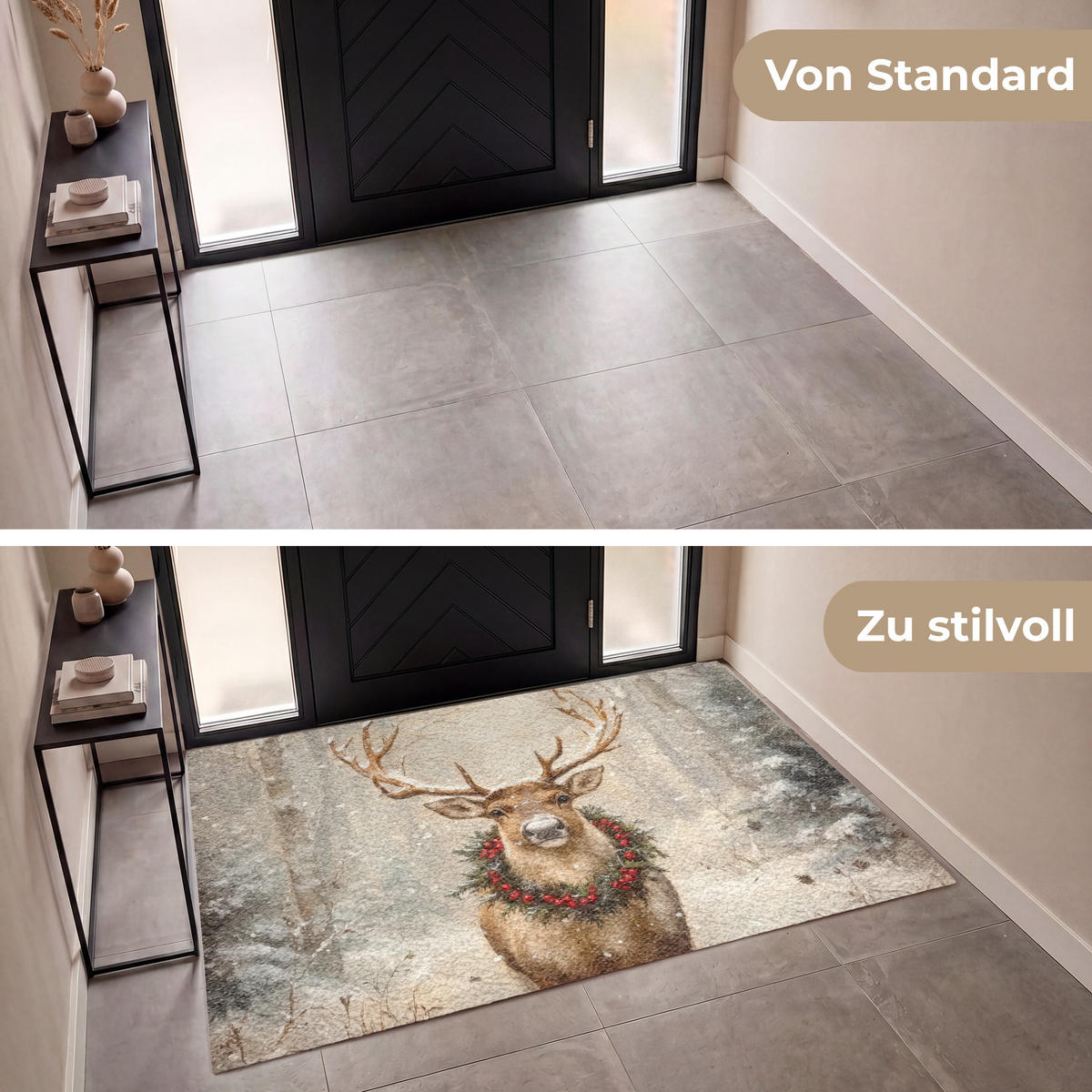ROHOŽKA Vianoce - sobi - zima - veniec 180x120 cm - hnedá, plast (180/120cm) - MuchoWow