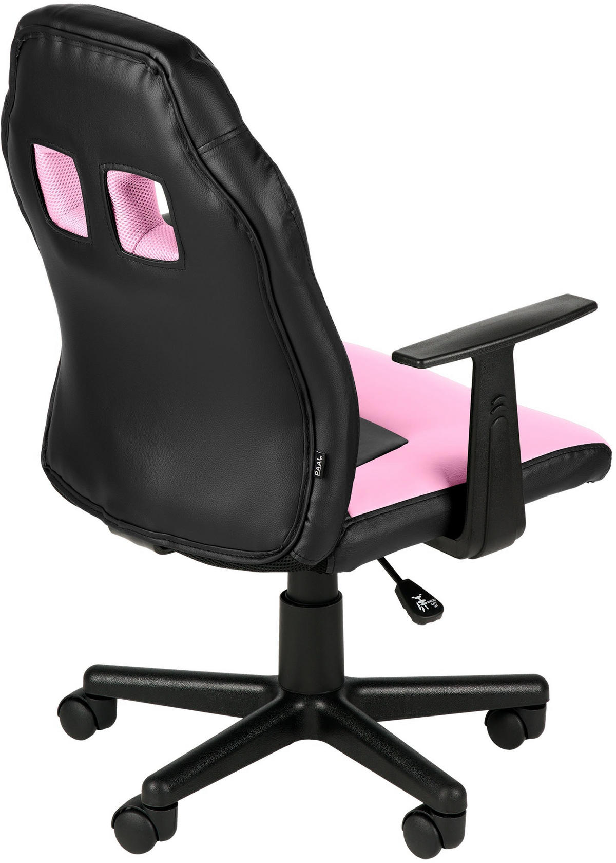 JUGENDDREHSTUHL Lederlook Schwarz/Pink - Pink/Schwarz, Kunststoff/Textil (56/83/59cm) - CLP