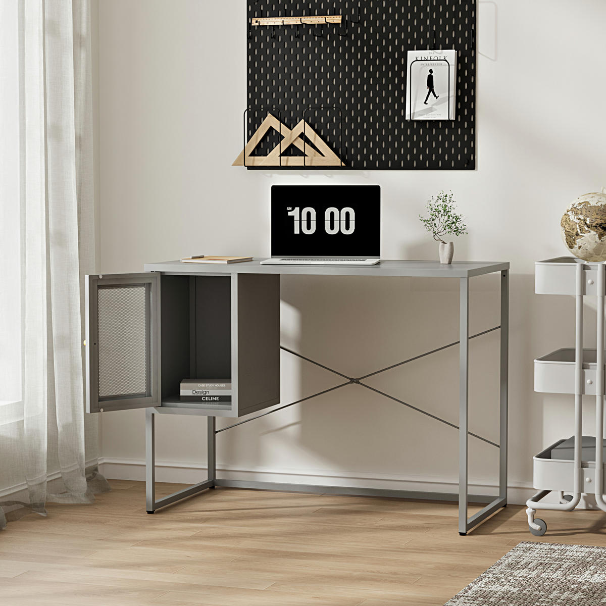 SCHREIBTISCH Sund - Grau, Metall (50/100/75cm) - [en.casa]