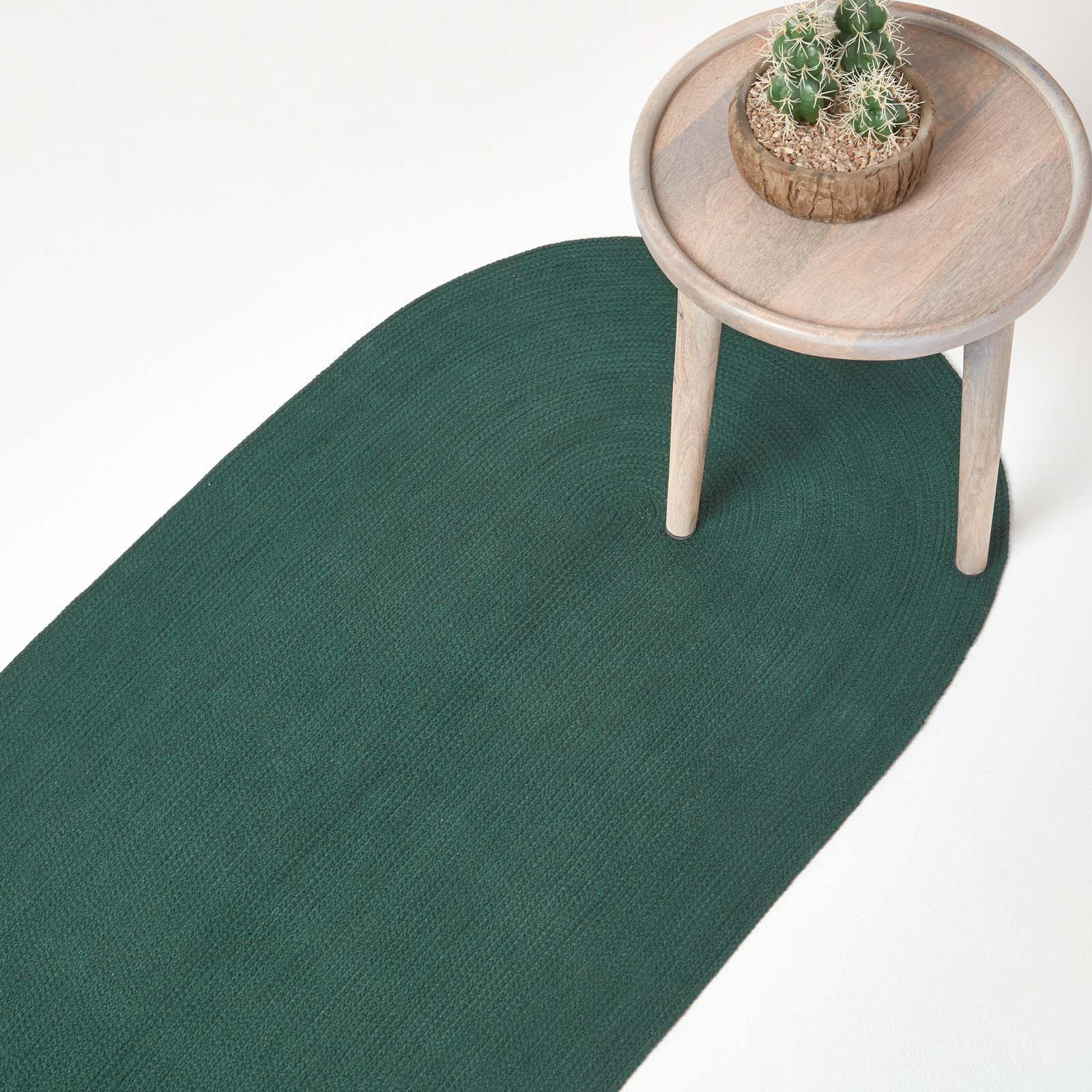 TEPPICHLÄUFER geflochten oval 66/200 cm - Waldgrün, Textil (66/200cm) - Homescapes