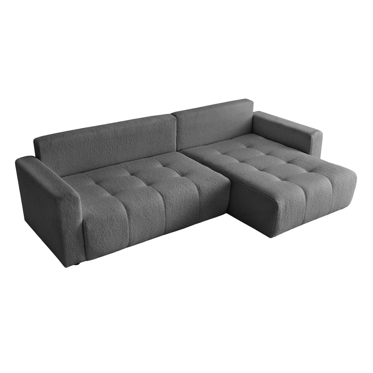 ECKSOFA WALONGO mit Schlaffunktion, Grau - Dunkelgrau, Textil (261/143cm) - Fedve