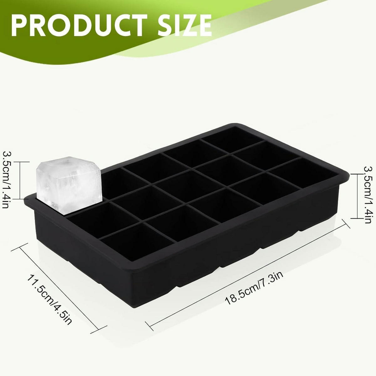 EISWÜRFELFORM 2er-Set mit Deckel - Schwarz, Kunststoff (12/10/20cm)