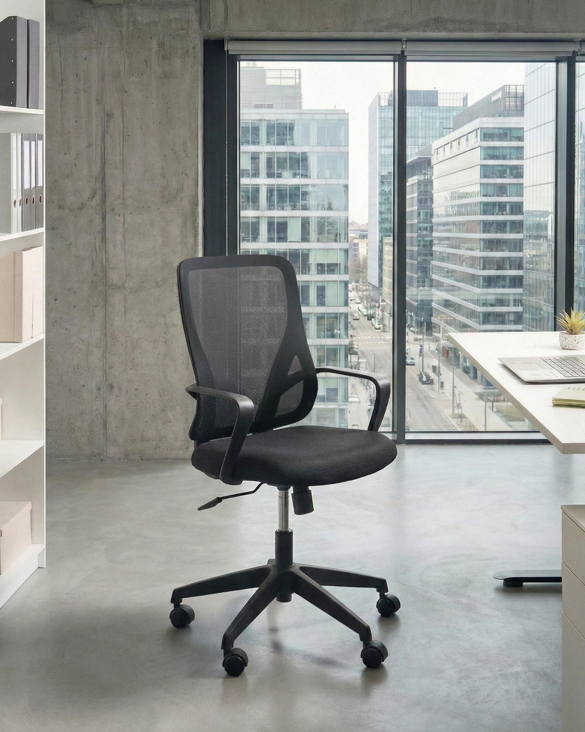BÜROSTUHL Schwarz Luma - Schwarz, Textil (60/98/60cm) - Beliani