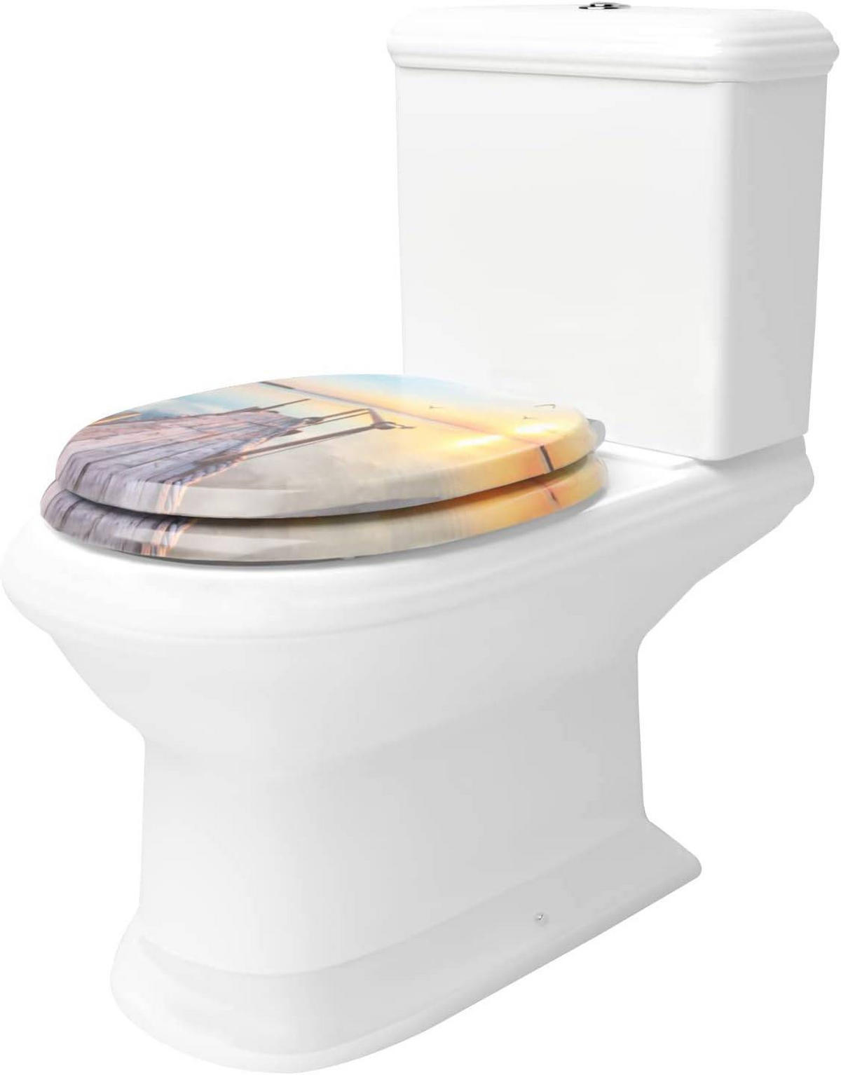 WC SITZ mit Absenkautomatik, MDF Holzkern, Antibakteriell - Weiß, Holzwerkstoff (37/2.5/43cm) - Woltu