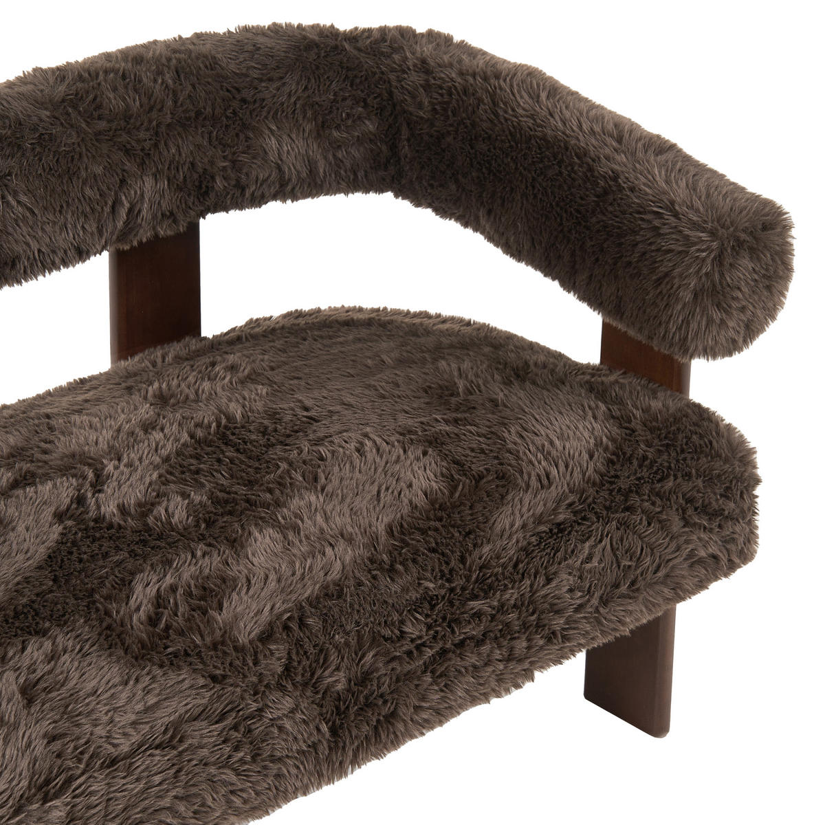 2-SITZER-SOFA Webpelz Dunkelbraun Ilbro - Dunkelbraun, Textil (138/76/68cm) - Beliani