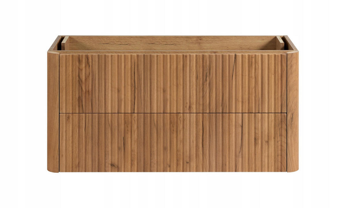 WASCHBECKENUNTERSCHRANK LINEA hängend geriffelt Eiche dunkelbraun 100/48/44 cm - Braun, Holzwerkstoff (100/48.4/43.7cm) - Rodan